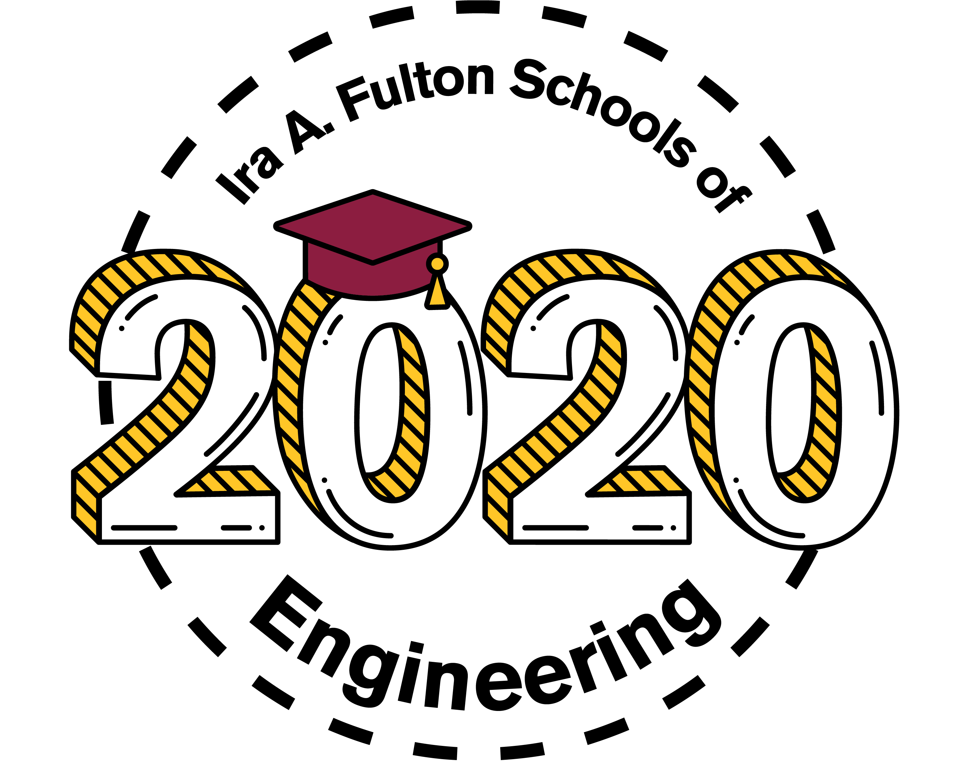 Transparent PNG Fulton Schools Grad Stamp with "Ira A. Fulton Schools of Engineering 2020"