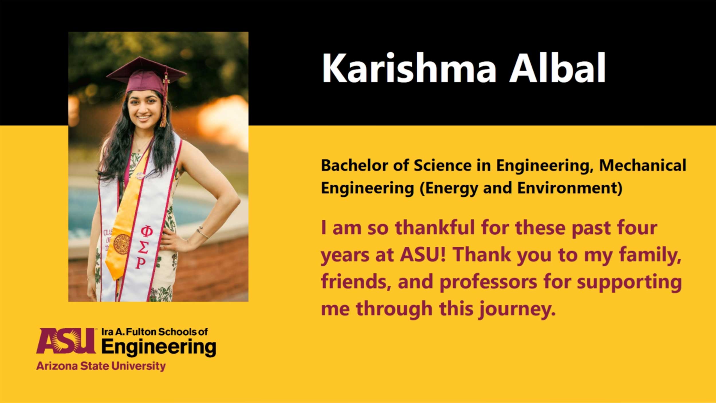 Sample of grad slide: Karishma Albal's slide, spring 2021